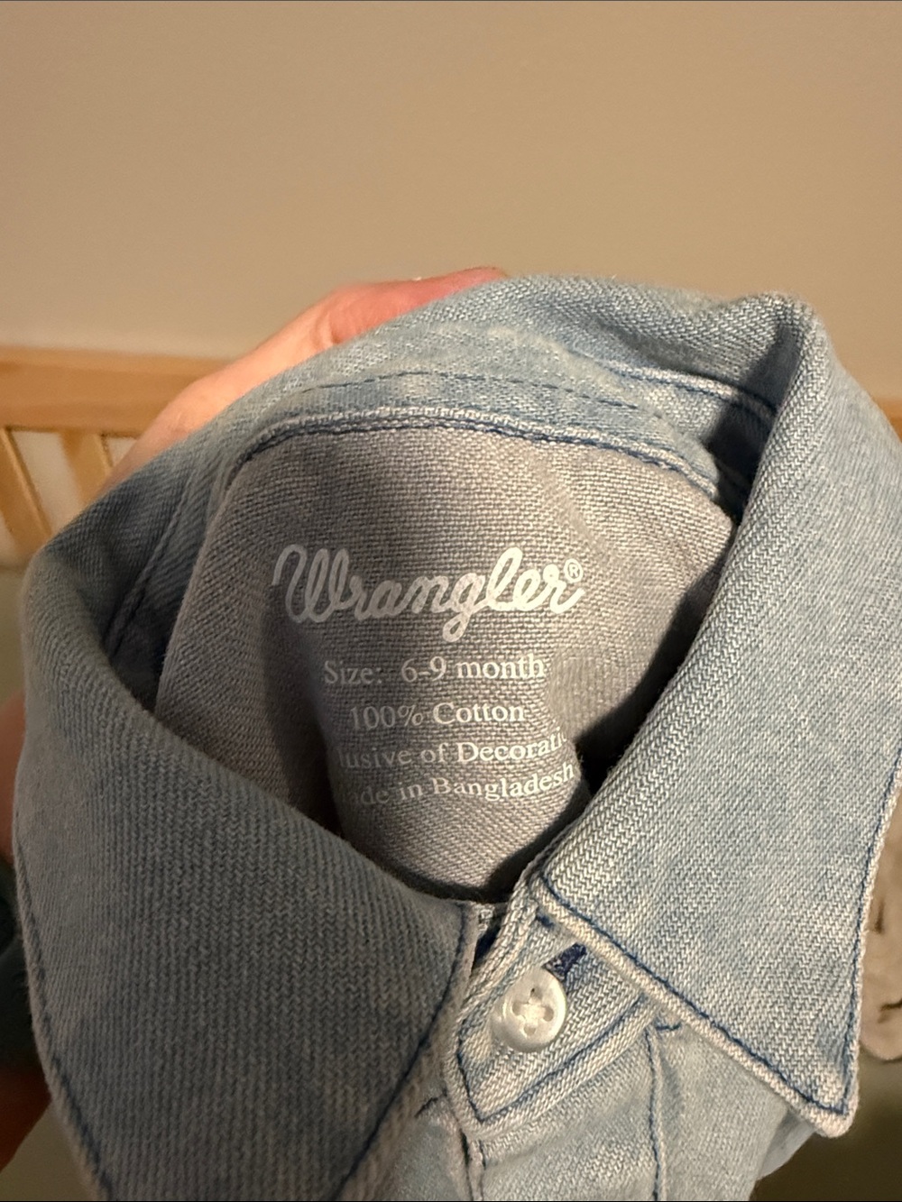 Baby Light Blue Denim One-Piece Jacket Bodysuit - Picture 4 of 4